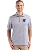 Memphis Tigers Cutter & Buck Pike Eco Diamond Dot Print Recycled Mens Big & Tall Polo Black Front