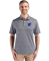 Memphis Tigers Cutter & Buck Pike Eco Flora Print Recycled Mens Big & Tall Polo Black Front