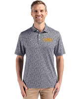 LSU Tigers Alumni Cutter & Buck Pike Eco Flora Print Recycled Mens Big & Tall Polo Black Front