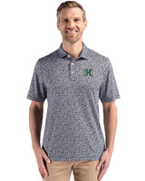 Hawaii Warriors Cutter & Buck Pike Eco Flora Print Recycled Mens Big & Tall Polo Black Front