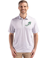 NDSU Bison Vintage Cutter & Buck Pike Recycled Flora Print Mens Big & Tall Polo Polished Medium Gray Front