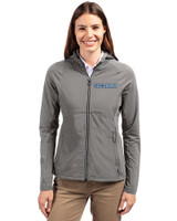 Spelman College Jaguars Cutter & Buck Adapt Eco Knit Hybrid Recycled Womens Full Zip Jacket Elemental Grey Front