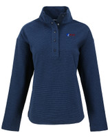 Fairleigh Dickinson Knights Cutter & Buck Hunts Point Eco Textured Fleece Recycled Womens Snap Pullover NVBU_MANN_HG 