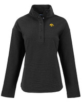 Iowa Hawkeyes Cutter & Buck Hunts Point Eco Textured Fleece Recycled Womens Snap Pullover BL_MANN_HG 