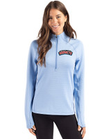 Delaware State Hornets Cutter & Buck Peshastin Fleece Recycled Womens Half Zip Pullover Atlas Heather Front