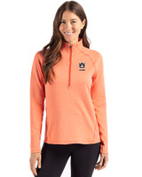 Auburn Tigers Alumni Cutter & Buck Peshastin Fleece Recycled Womens Half Zip Pullover College Orange Heather Front