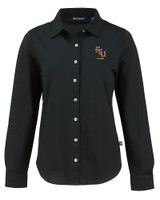 Florida State Seminoles Alumni Cutter & Buck Advantage Tri-Blend Eco Soft Pique Long Sleeve Knitted Womens Button Up BL_MANN_HG 