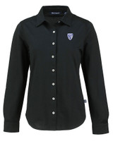 PAC-12 Conference Cutter & Buck Advantage Tri-Blend Eco Soft Pique Long Sleeve Knitted Womens Button Up BL_MANN_HG 