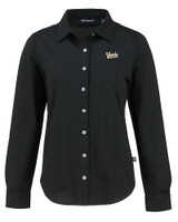 Vanderbilt Commodores College Vault Cutter & Buck Advantage Tri-Blend Eco Soft Pique Long Sleeve Knitted Womens Button Up BL_MANN_HG 