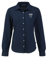 Howard Bison Cutter & Buck Advantage Tri-Blend Eco Soft Pique Long Sleeve Knitted Womens Button Up LYN_MANN_HG 