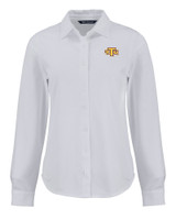 Tennessee Tech Golden Eagles Cutter & Buck Advantage Tri-Blend Eco Soft Pique Long Sleeve Knitted Womens Button Up WH_MANN_HG 