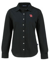 Houston Cougars Cutter & Buck Advantage Tri-Blend Eco Soft Pique Long Sleeve Knitted Womens Button Up BL_MANN_HG 