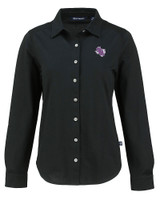Stephen F Austin Lumberjacks Cutter & Buck Advantage Tri-Blend Eco Soft Pique Long Sleeve Knitted Womens Button Up BL_MANN_HG 