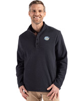Southern University Jaguars Cutter & Buck Hunts Point Eco Textured Fleece Recycled Mens Snap Pullover Black Front