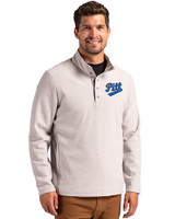 Pitt Panthers College Vault Cutter & Buck Hunts Point Eco Textured Fleece Recycled Mens Snap Pullover Polished Medium Gray Front