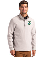 Tulane Green Wave College Vault Cutter & Buck Hunts Point Eco Textured Fleece Recycled Mens Snap Pullover Polished Medium Gray Front