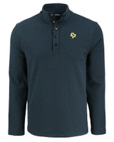 Cal Poly Mustangs Cutter & Buck Hunts Point Eco Textured Fleece Recycled Mens Snap Pullover BL_MANN_HG 