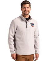 Iowa Cubs Cutter & Buck Hunts Point Eco Textured Fleece Recycled Mens Snap Pullover Polished Medium Gray Front