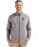 Tulane Green Wave College Vault Cutter & Buck Peshastin Fleece Recycled Mens Full Zip Jacket Elemental Grey Heather Front