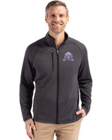 Northwestern Wildcats College Vault Cutter & Buck Peshastin Fleece Recycled Mens Full Zip Jacket Black Heather Front