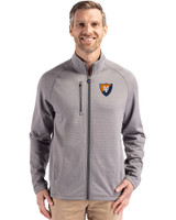 Illinois Fighting Illini College Vault Cutter & Buck Peshastin Fleece Recycled Mens Full Zip Jacket Elemental Grey Heather Front
