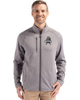 Utah State Aggies College Vault Cutter & Buck Peshastin Fleece Recycled Mens Full Zip Jacket Elemental Grey Heather Front