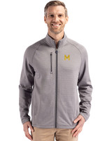 Michigan Wolverines College Vault Cutter & Buck Peshastin Fleece Recycled Mens Full Zip Jacket Elemental Grey Heather Front
