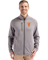 Virginia Hoos College Vault Cutter & Buck Peshastin Fleece Recycled Mens Full Zip Jacket Elemental Grey Heather Front