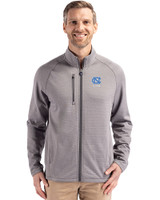 North Carolina Tar Heels Alumni Cutter & Buck Peshastin Fleece Recycled Mens Full Zip Jacket Elemental Grey Heather Front