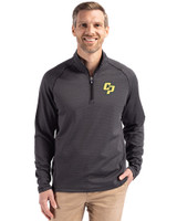 Cal Poly Mustangs Cutter & Buck Peshastin Fleece Recycled Mens Half Zip Pullover Black Heather Front
