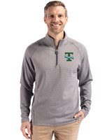 Tulane Green Wave College Vault Cutter & Buck Peshastin Fleece Recycled Mens Half Zip Pullover Elemental Grey Heather Front
