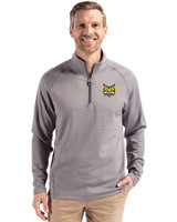 Quinnipiac Bobcats Cutter & Buck Peshastin Fleece Recycled Mens Half Zip Pullover Elemental Grey Heather Front