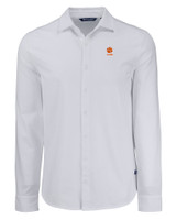 Clemson Tigers Alumni Cutter & Buck Advantage Tri-Blend Eco Soft Pique Long Sleeve Knitted Mens Button Up WH_MANN_HG 