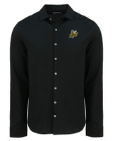 Baldwin Wallace Yellow Jackets Cutter & Buck Advantage Tri-Blend Eco Soft Pique Long Sleeve Knitted Mens Button Up BL_MANN_HG 