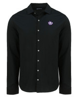 Texas Christian Horned Frogs College Vault Cutter & Buck Advantage Tri-Blend Eco Soft Pique Long Sleeve Knitted Mens Button Up BL_MANN_HG 