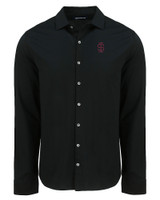 Southern Illinois Salukis College Vault Cutter & Buck Advantage Tri-Blend Eco Soft Pique Long Sleeve Knitted Mens Button Up BL_MANN_HG 