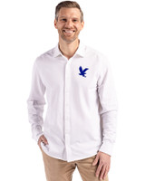 Embry-Riddle Eagles Cutter & Buck Advantage Tri-Blend Eco Soft Pique Long Sleeve Knitted Mens Button Up White Front