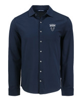 Howard Bison Cutter & Buck Advantage Tri-Blend Eco Soft Pique Long Sleeve Knitted Mens Button Up LYN_MANN_HG 
