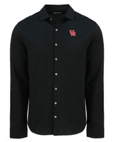 Houston Cougars Cutter & Buck Advantage Tri-Blend Eco Soft Pique Long Sleeve Knitted Mens Button Up BL_MANN_HG 