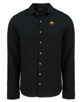 Iowa Hawkeyes Cutter & Buck Advantage Tri-Blend Eco Soft Pique Long Sleeve Knitted Mens Button Up BL_MANN_HG 