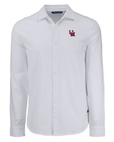 Ole Miss Rebels College Vault Cutter & Buck Advantage Tri-Blend Eco Soft Pique Long Sleeve Knitted Mens Button Up WH_MANN_HG 