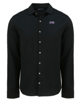 TCU Horned Frogs Cutter & Buck Advantage Tri-Blend Eco Soft Pique Long Sleeve Knitted Mens Button Up BL_MANN_HG 