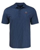 Illinois Fighting Illini Cutter & Buck Pike Eco Shadow Check Print Recycled Mens Polo NVBU_MANN_HG 
