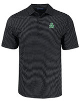 Marshall Thundering Herd College Vault Cutter & Buck Pike Eco Shadow Check Print Recycled Mens Polo BL_MANN_HG 