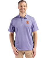 Clemson Tigers Alumni Cutter & Buck Pike Eco Shadow Check Print Recycled Mens Polo Hyacinth Front