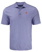 Clemson Tigers Alumni Cutter & Buck Pike Eco Shadow Check Print Recycled Mens Polo HYC_MANN_HG 