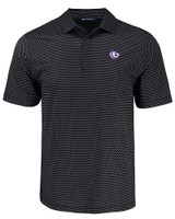 Texas Christian Horned Frogs College Vault Cutter & Buck Pike Eco Shadow Check Print Recycled Mens Polo BL_MANN_HG 