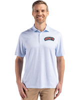 Delaware State Hornets Cutter & Buck Pike Eco Diamond Dot Print Recycled Mens Polo Atlas Light Blue Front