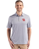 Houston Cougars Cutter & Buck Pike Eco Diamond Dot Print Recycled Mens Polo Black Front