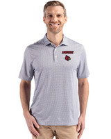 Louisville Cardinals Cutter & Buck Pike Eco Diamond Dot Print Recycled Mens Polo Black Front